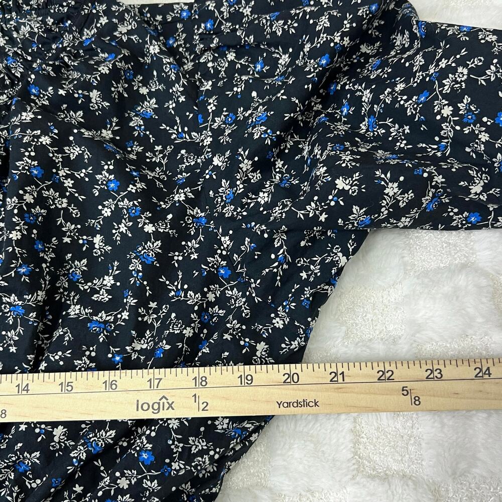 GAP Floral Midi Dress XL Navy Blue Smocked Waist - Picture 6 of 10